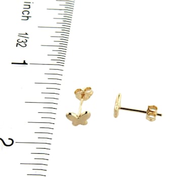 18K Solid Yellow Gold Polished Butterfly Post Earrings