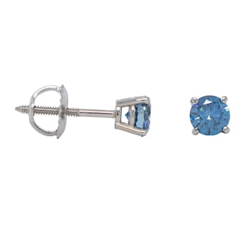 IGI Certified 1/2 Ct. T.W. Blue Lab-Grown Diamond Stud 14K White Gold Earrings