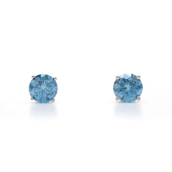 IGI Certified 2.00 Ct. T.W. Blue Lab-Grown Diamond Stud 14K White Gold Earrings