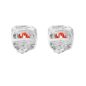 2.00 Ct. T.W. Pink And White Lab Grown Diamond Halo 14K White Gold Earrings