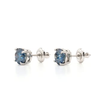 IGI Certified 1.00 Ct. T.W. Blue Lab-Grown Diamond Stud 14K White Gold Earrings