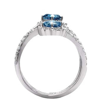 2.40 Ct. T.W. Blue and White Lab Grown Diamond 14K White Gold Ring