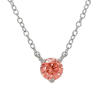 1/3 Ct. Pink Lab Grown Diamond Solitaire 14K White Gold Necklace