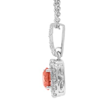 1 1/2 Ct. T.W. Pink and White Lab Grown Diamond Halo 14K White Gold Pendant