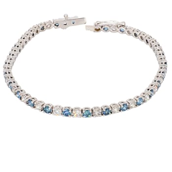5.00 Ct. T.W. Blue And White Lab Grown Diamond 14K White Gold Bracelet