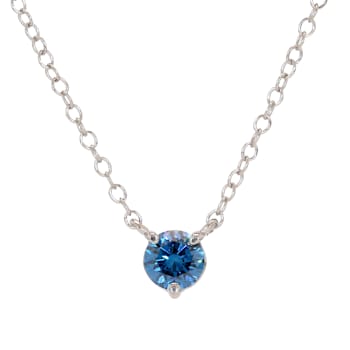 1/3 Ct. Blue Lab Grown Diamond Solitaire 14K White Gold Necklace