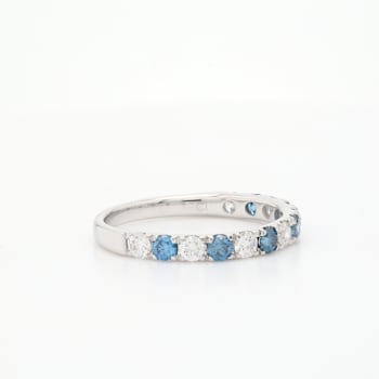 1/2 Ct. T.W. Blue And White Lab-Grown Diamond Ring 14K White Gold