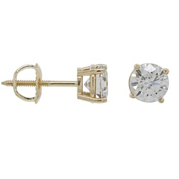 IGI Certified 1.00 Ct. T.W. White Lab-Grown Diamond Stud 14K Yellow Gold Earrings