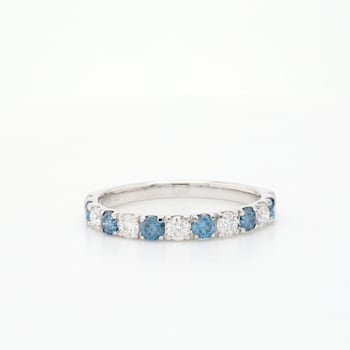 1/2 Ct. T.W. Blue And White Lab-Grown Diamond Ring 14K White Gold