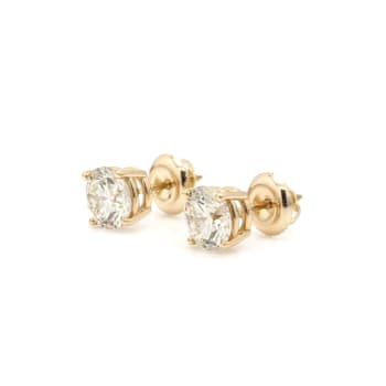 IGI Certified 2.00 Ct. T.W. White Lab-Grown Diamond Stud 14K Yellow Gold Earrings
