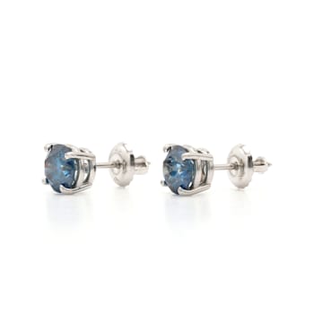 IGI Certified 1.50 Ct. T.W. Blue Lab-Grown Diamond Stud 14K White Gold Earrings