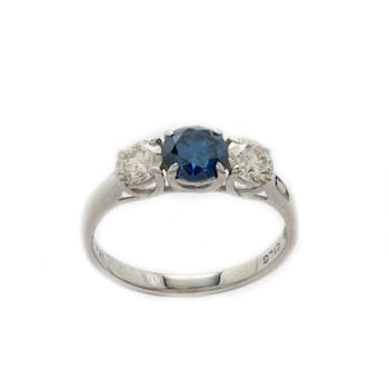 1 1/2 Ct. T.W. Blue and White Lab-Grown Diamond Ring 14K White Gold