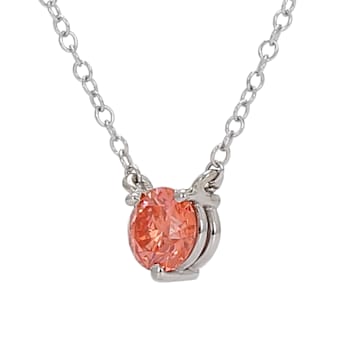 1/3 Ct. Pink Lab Grown Diamond Solitaire 14K White Gold Necklace