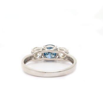 1 1/2 Ct. T.W. Blue and White Lab-Grown Diamond Ring 14K White Gold
