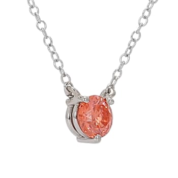 1/3 Ct. Pink Lab Grown Diamond Solitaire 14K White Gold Necklace