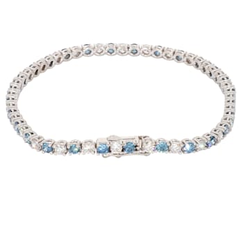 5.00 Ct. T.W. Blue And White Lab Grown Diamond 14K White Gold Bracelet