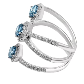 2.40 Ct. T.W. Blue and White Lab Grown Diamond 14K White Gold Ring