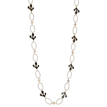 18K Rose Gold White Diamond Necklace With White Ceramic Elements .29ctw