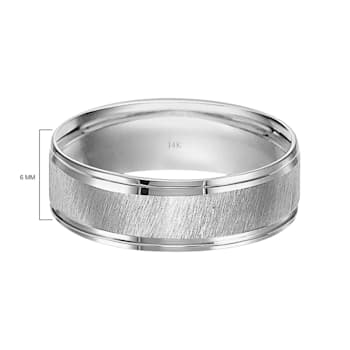 14K White Gold 6MM Grooved Polished Edges Diagonally Brushed Wedding
Band by Brilliant Expressions