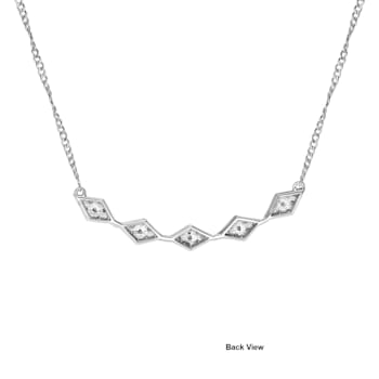 Horizontal Bar Necklace with 5 Diamond Shape pattern in Sterling Silver
1/10ct (I-J, I3), 17 inch