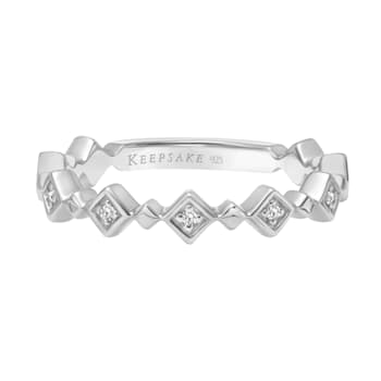 Women's Stackable Ring with Alternating Diamond Accents 925 Sterling
Silver 0.05 ct (I-J, I3)