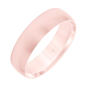 14K Rose Gold 6MM Plain Matte Satin Wedding Band by Brilliant Expressions