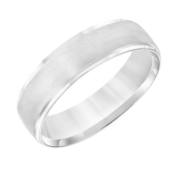 14K White Gold 6MM Flat Edge Brushed Satin Finish Wedding Band by
Brilliant Expressions