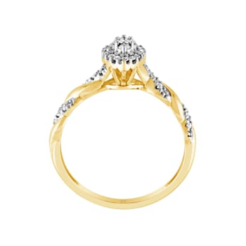 10K Yellow Gold Diamond Marquise Halo & Serpentine Twist Ring 1/5 ct
(I-J Color, I2-I3 Clarity)