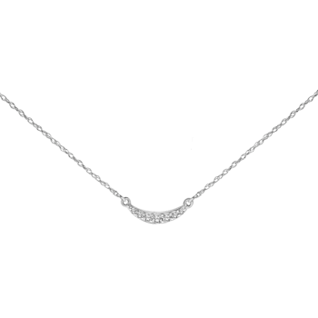 Crescent Moon Curved Bar Diamond Pendant Necklace in 10k White 1/20ct
(I-J Color, I3 Clarity) 17 in