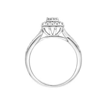 10K White Gold and 1/4 ct Square Cluster Halo Ring with Curved Twin
Shank (I-J, I2-I3)
