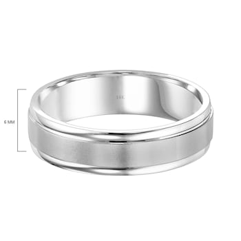 14K White Gold 6MM Dual Finish Comfort Fit Grooved Engraving Wedding
Band by Brilliant Expressions
