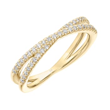 Crisscross X Diamond Ring Wedding or Anniversary Band in 10K Yellow Gold
1/5 Cttw (I-J, I3)