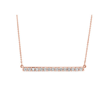 10K Rose Gold Horizontal Bar 1/4 Ctw Diamond Pendant Necklace (I-J
Color, I2-I3 Clarity), 16"