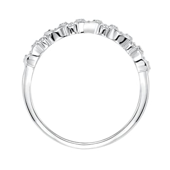 10K White Gold 1/10 ct Floral Diamond Band Ring (I-J, I2-I3)