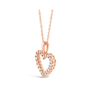 10K Rose Gold 1/4 Ctw Diamond Open Heart Adjustable Necklace (I-J Color,
I2-I3 Clarity), 16-18 inch