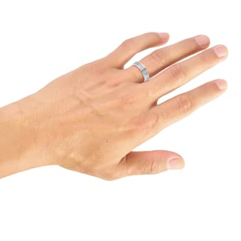 14K White Gold 6MM Dual Finish Comfort Fit Grooved Engraving Wedding
Band by Brilliant Expressions