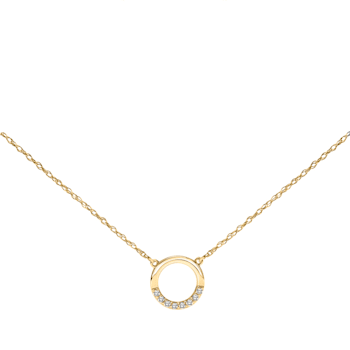 Open Circle Necklace in 10k Yellow Gold 1/10ct  (I-J Color, I3 Clarity),
17 inch