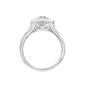 .925 Sterling Silver 1/6 ct Diamond Nested Halo Heart Engagement Ring
(I-J Color, I2-I3 Clarity)