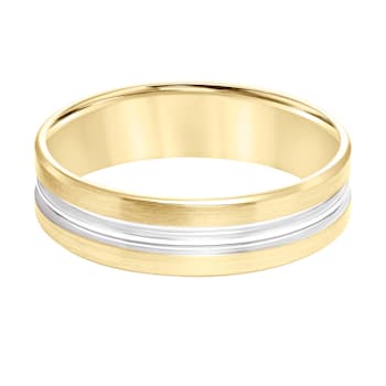 14K Yellow Gold 6MM Flat Edge Center Engraved Wedding Band by Brilliant Expressions
