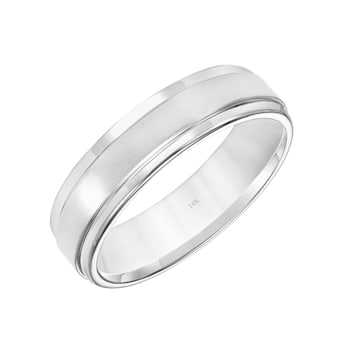 14K White Gold 6MM Dual Finish Comfort Fit Grooved Engraving Wedding
Band by Brilliant Expressions