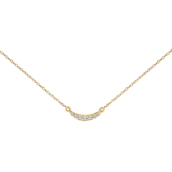 Crescent Moon Curved Bar Diamond Pendant Necklace in 10k Yellow 1/20ct
(I-J Color, I3 Clarity) 17 in