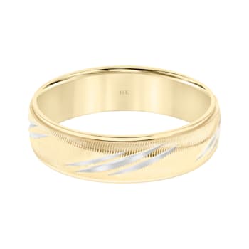 14K Yellow Gold 6MM Stepped Edge Two Tone Diagonally Cut Wedding Band by
Brilliant Expressions