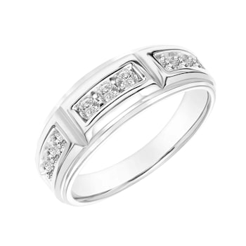 Men's 14K White Gold Channel Set 1/10 ct Diamond Wedding Band with High
Polish Finish (I-J, I1)