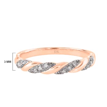 10K Rose Gold 0.06 ct Diamond-Accented Serpentine Twist Band (I-J, I2-I3)