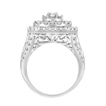 10K White Gold 2 Ct Diamond Regency Square Double Halo Engagement Ring
(I-J, I2-I3)