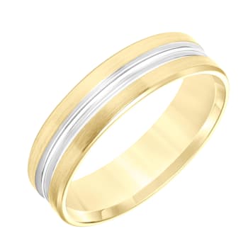 14K Yellow Gold 6MM Flat Edge Center Engraved Wedding Band by Brilliant Expressions