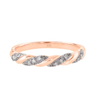 10K Rose Gold 0.06 ct Diamond-Accented Serpentine Twist Band (I-J, I2-I3)