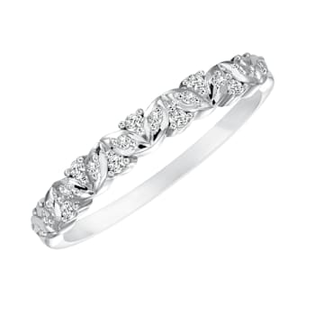 10K White Gold 1/10 ct Floral Diamond Band Ring (I-J, I2-I3)