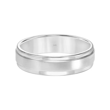 14K White Gold 4.5MM Flat Bevel Edge Brushed Finish Wedding Band by
Brilliant Expressions