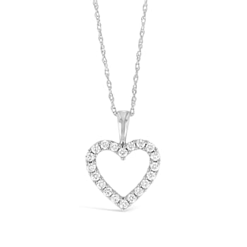 10K White Gold 1/4 Ctw Diamond Open Heart Adjustable Necklace (I-J
Color, I2-I3 Clarity), 16-18 inch